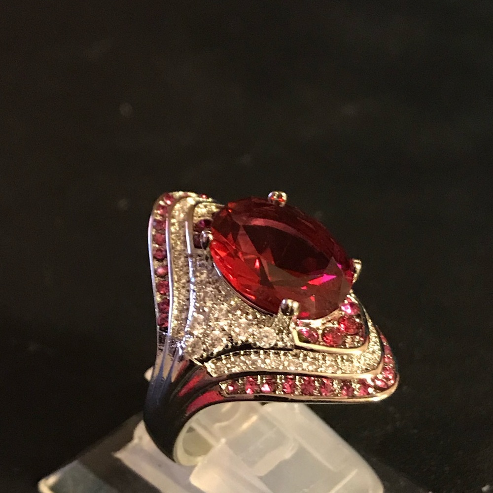 Ruby Created Ring In Silver - image 2